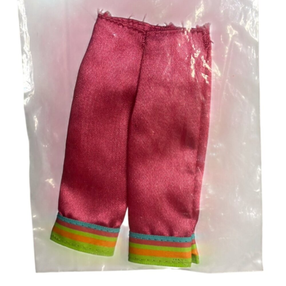 VTG Barbie Doll Pink Satin Capri Pants Wide Leg Striped Cuffs Fashionista Outfit